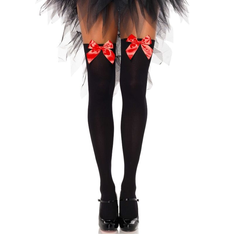 LEG-AVENUE-MEDIAS-ALTAS-NEGRAS-CON-LACITO-ROJO-TALLA-UNICA